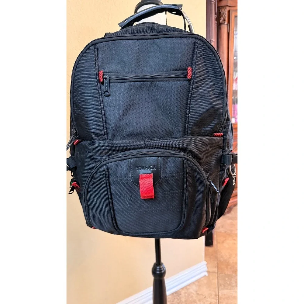 Travel Laptop‎ Backpack Black Red USB Charging School Work Carry On
